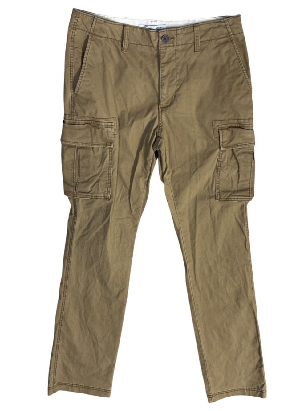Old Navy Cargo Pants Khaki Tan Size 32 Lived In Straight Pockets (READ)